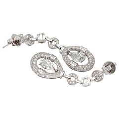 Pear Diamond Platinum Dangle Earrings