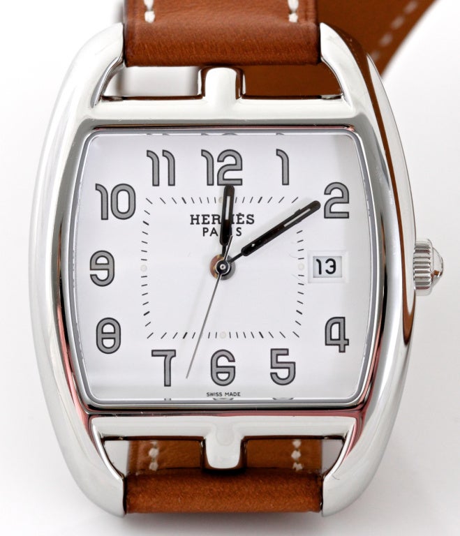 Contemporary HERMES Stainless Steel Cape Cod Double Strap Wristwatch For Sale