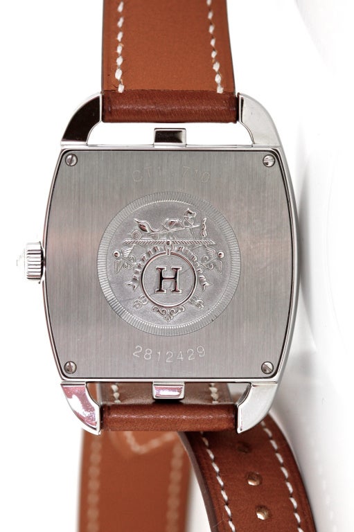 HERMES Stainless Steel Cape Cod Double Strap Wristwatch For Sale 1