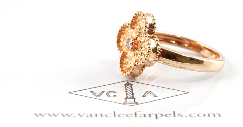 Contemporary VAN CLEEF & ARPELS Diamond Gold Alhambra Ring For Sale