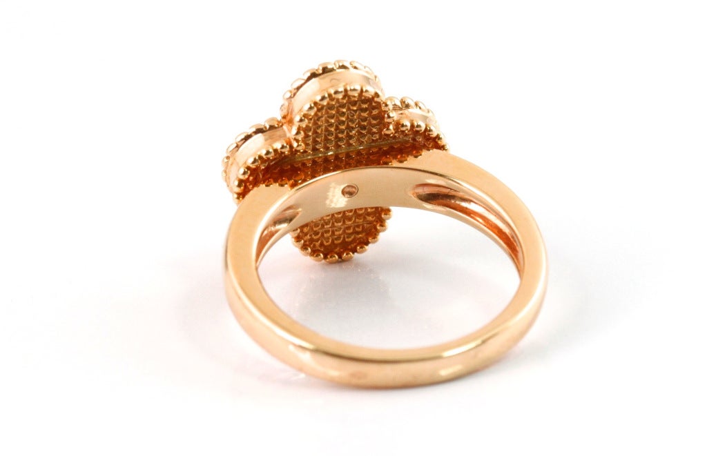 VAN CLEEF & ARPELS Diamond Gold Alhambra Ring In New Condition For Sale In Los Angeles, CA