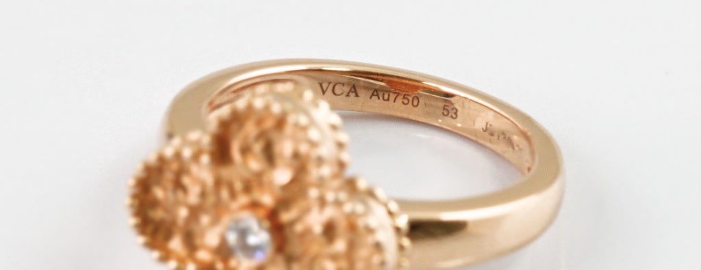 Women's VAN CLEEF & ARPELS Diamond Gold Alhambra Ring For Sale