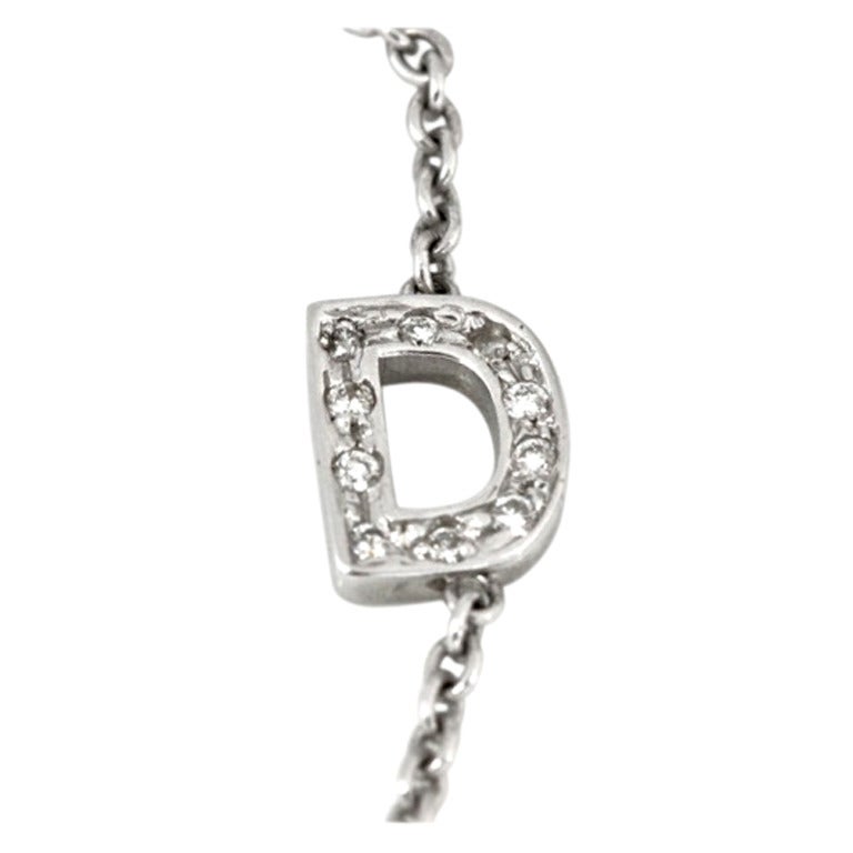 ROBERTO COIN Diamond White Gold Letter "D" Necklace For Sale