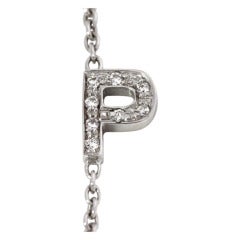 ROBERTO COIN Diamond White Gold Letter "P" Necklace