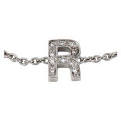 ROBERTO COIN Diamond White Gold Letter "R" Necklace