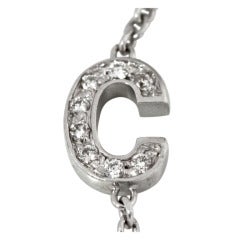 ROBERTO COIN 18K White Gold Pave Diamond "C" Letter Necklace