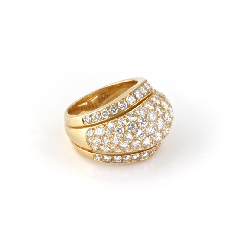 CARTIER Gold Diamond Dome Band Ring at 1stDibs