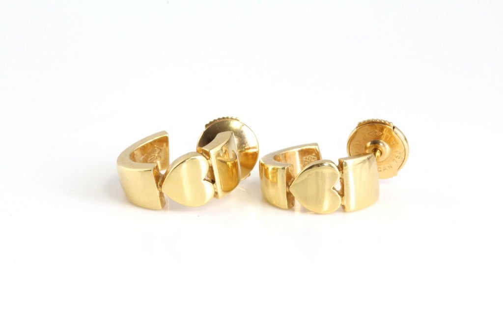 PIAGET Gold Heart Hoop Earrings For Sale 1