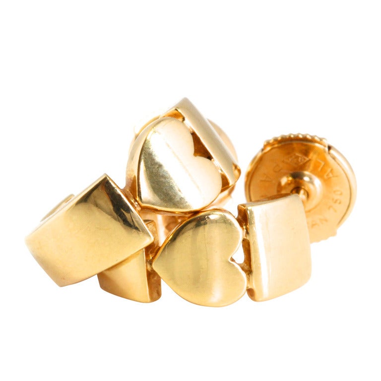 PIAGET Gold Heart Hoop Earrings For Sale