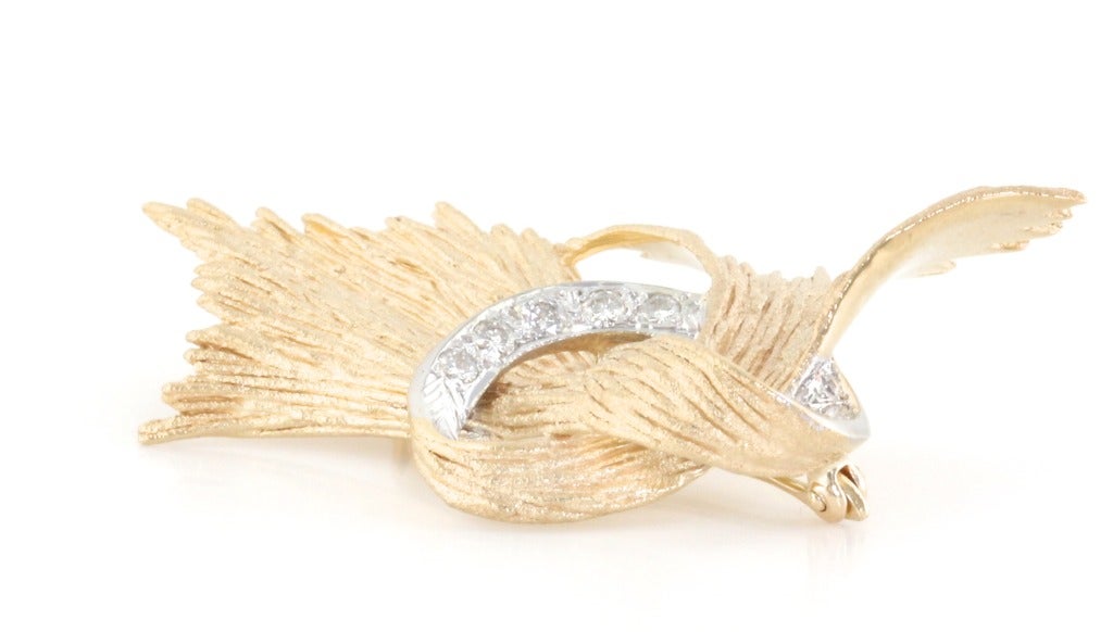 Diamond and Gold Wheat Brooch
