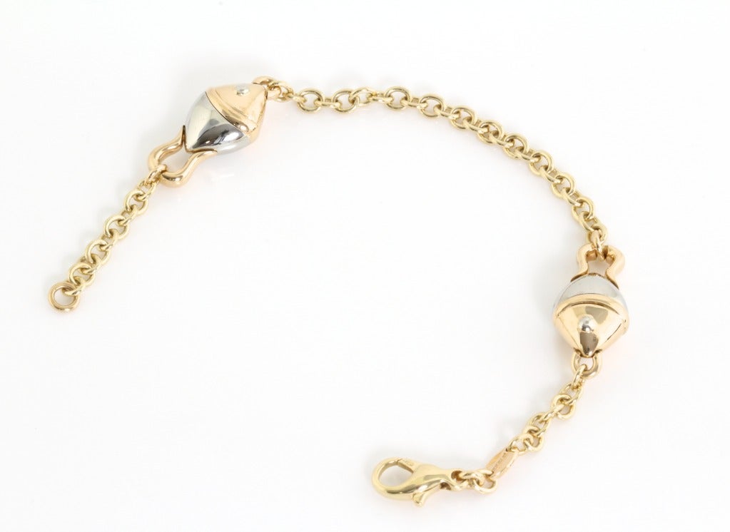 Contemporary BULGARI Fish Bracelet White and Yellow Gold For Sale