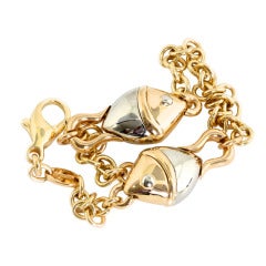 BULGARI Fish Bracelet White and Yellow Gold