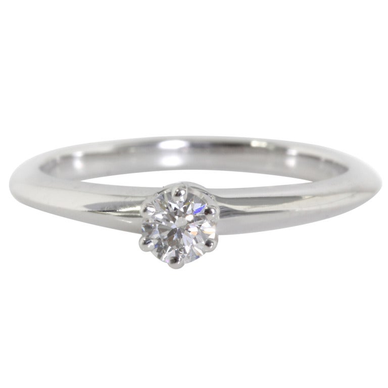 TIFFANY & CO. Platinum Diamond Engagement Ring For Sale