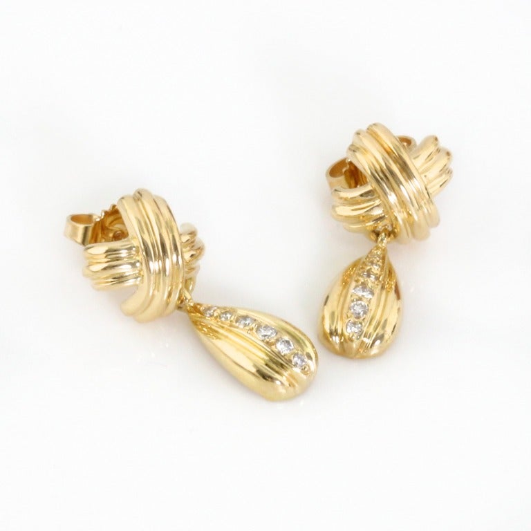 TIFFANY & CO. Drop Earrings Diamonds and Yellow Gold 2