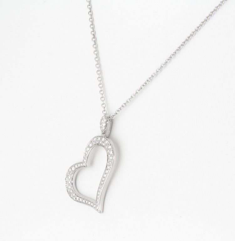Contemporary PIAGET Diamond and White Gold Heart Necklace For Sale