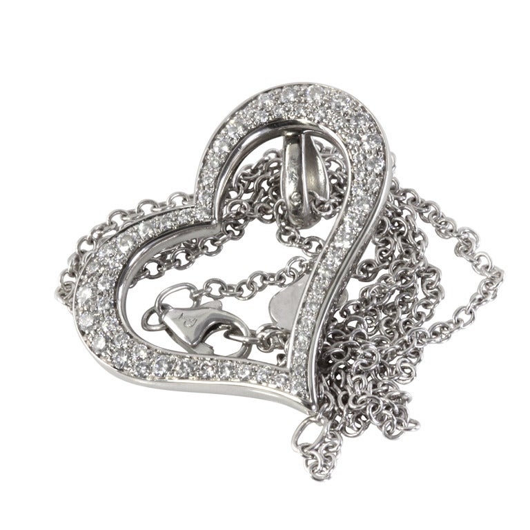 PIAGET Diamond and White Gold Heart Necklace For Sale