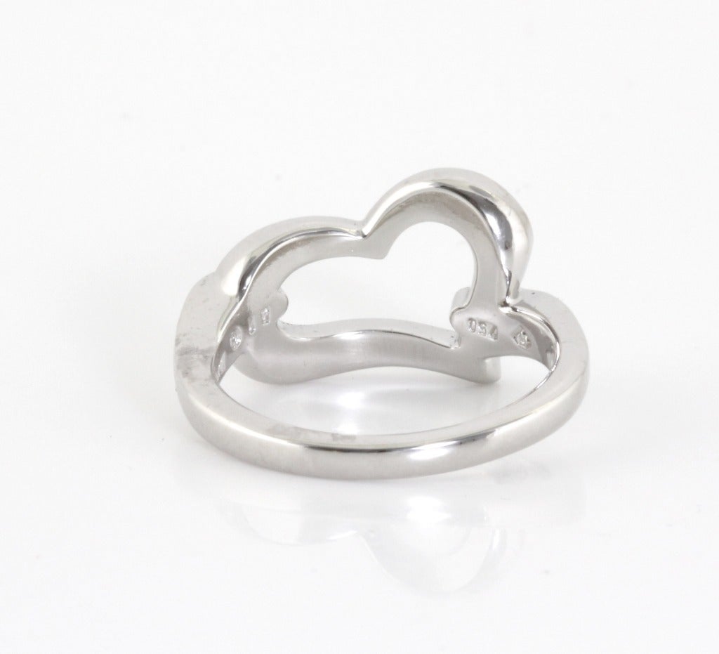 Contemporary PIAGET Diamond and White Gold Heart Ring For Sale