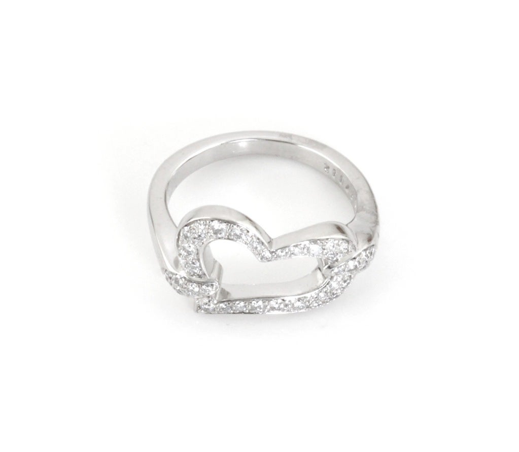 PIAGET Diamond and White Gold Heart Ring For Sale 2