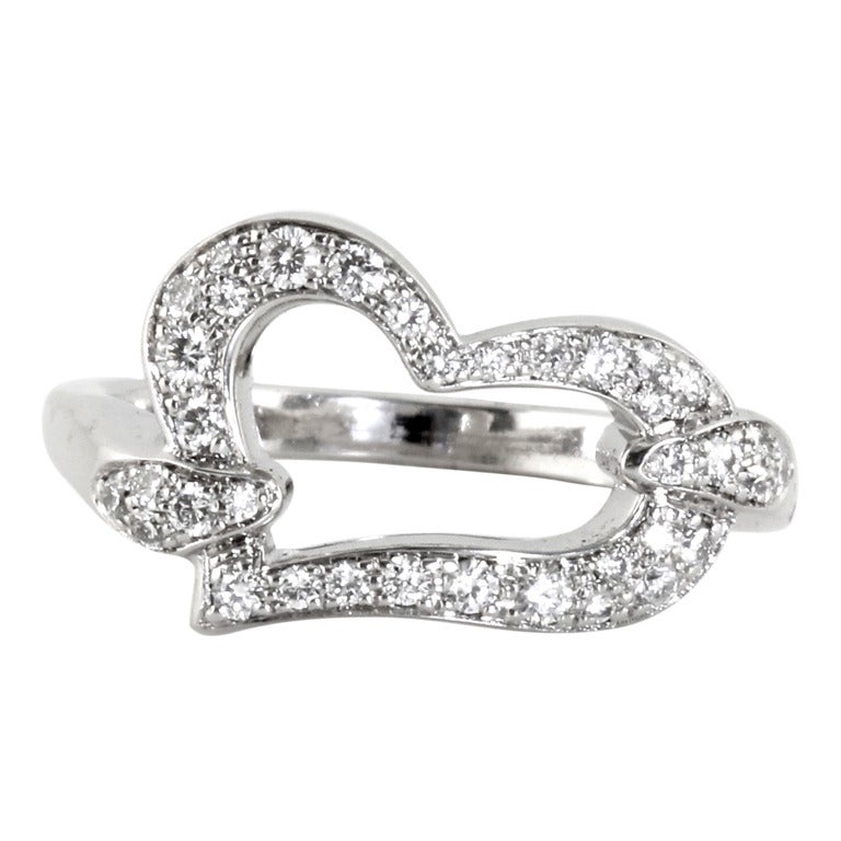 PIAGET Diamond and White Gold Heart Ring For Sale
