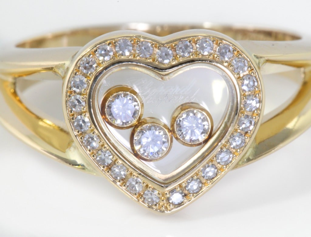CHOPARD Happy Diamond Yellow Gold Heart Ring For Sale at 1stDibs