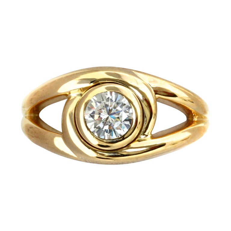 CARTIER Diamond Gold Engagement/Cocktail Ring For Sale