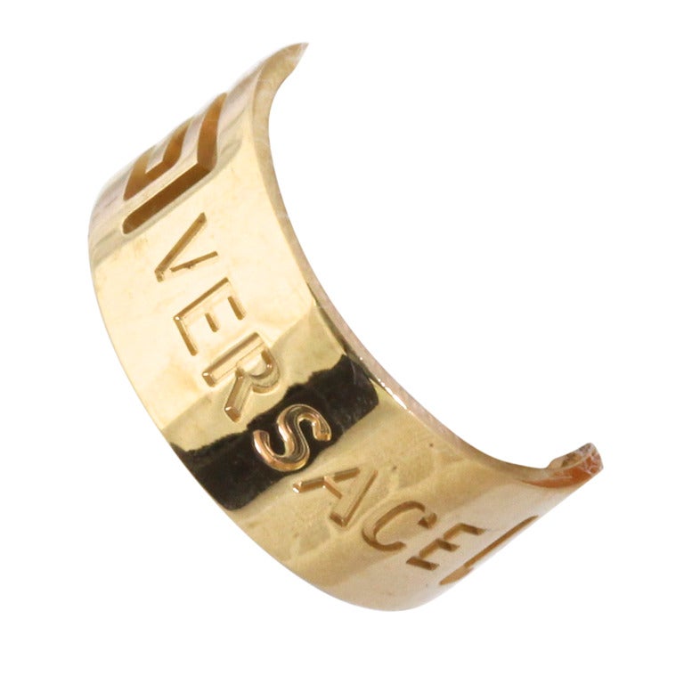 VERSACE Gold Ring With "Versace" Inscription For Sale