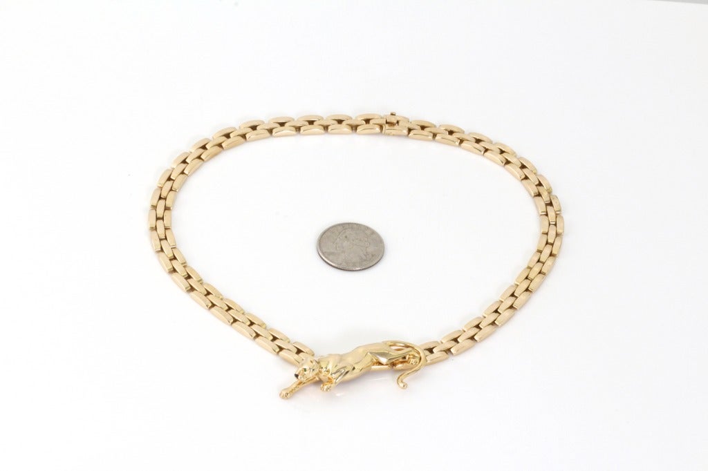 CARTIER Gold Panther Link Necklace For Sale 5