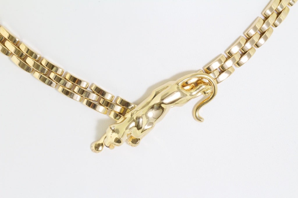 Women's CARTIER Gold Panther Link Necklace For Sale