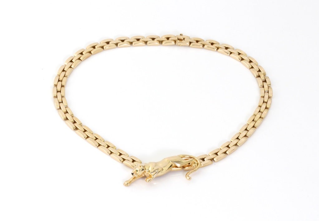 CARTIER Gold Panther Link Necklace For Sale 1