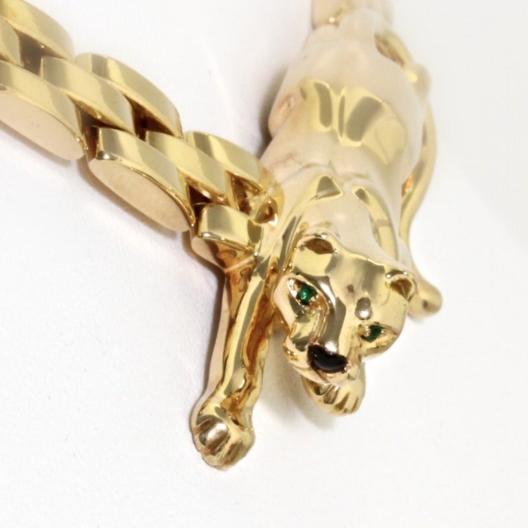 CARTIER Gold Panther Link Necklace For Sale 4