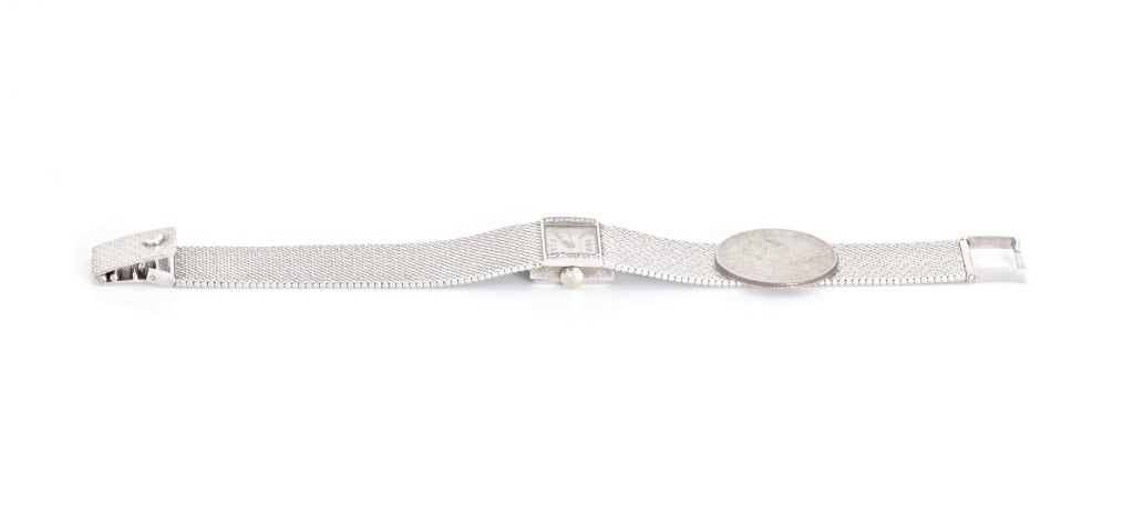 Patek Philippe Lady's White Gold and Diamond Bracelet Watch For Sale 6