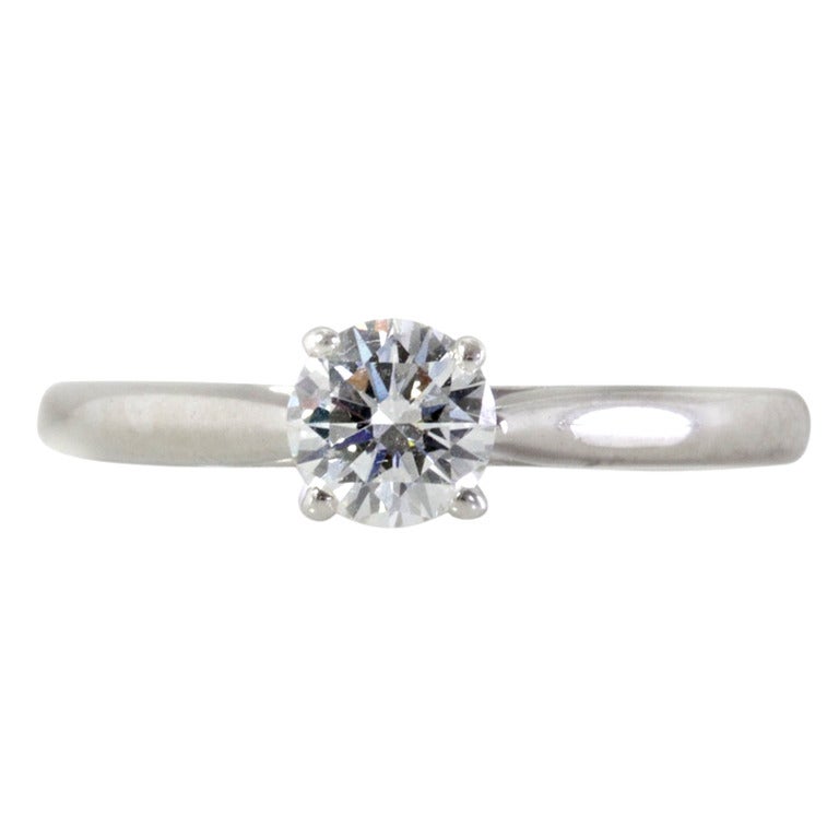 CARTIER Diamond Platinum Engagement Ring For Sale