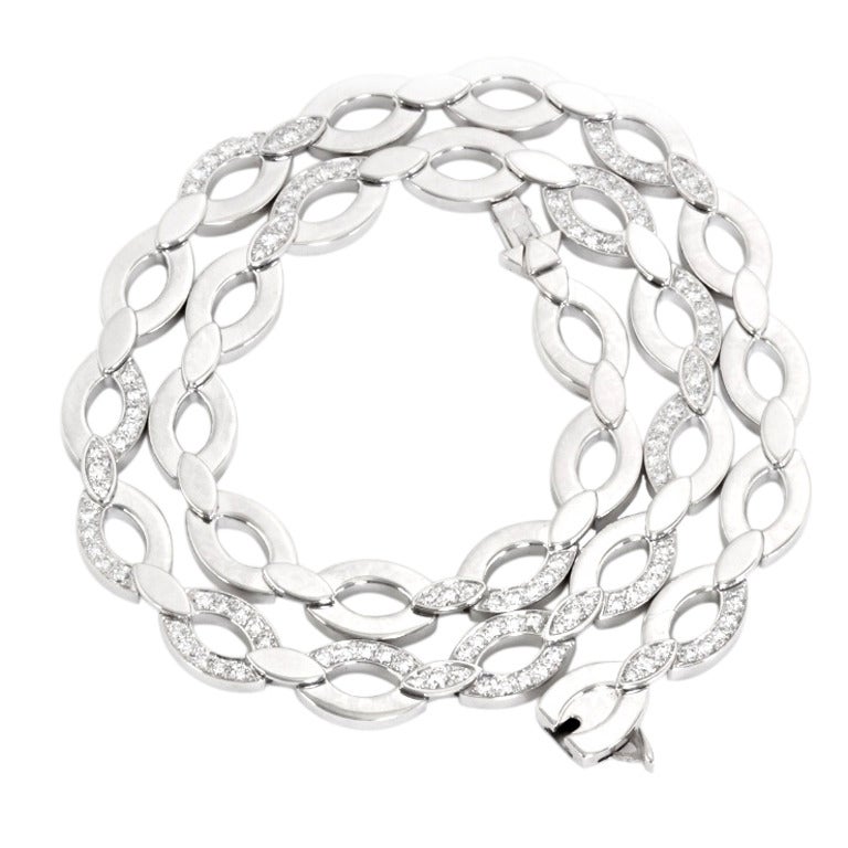 CARTIER Diadea Diamond and White Gold Link Necklace For Sale