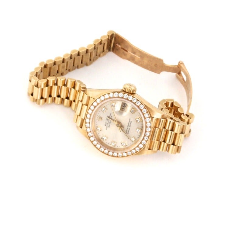 Rolex Lady's Yellow Gold and Diamond Datejust Wristwatch 2