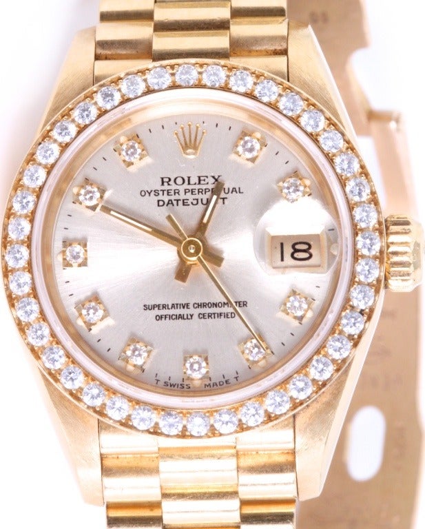 Rolex Lady's Yellow Gold and Diamond Datejust Wristwatch 3