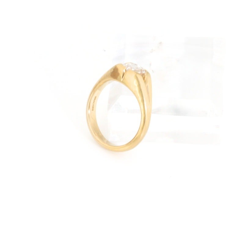 Contemporary  Diamond Yellow Gold Engagement Ring For Sale