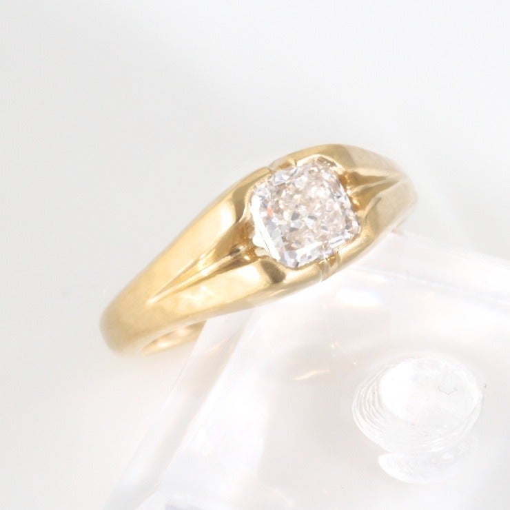  Diamond Yellow Gold Engagement Ring In New Condition For Sale In Los Angeles, CA