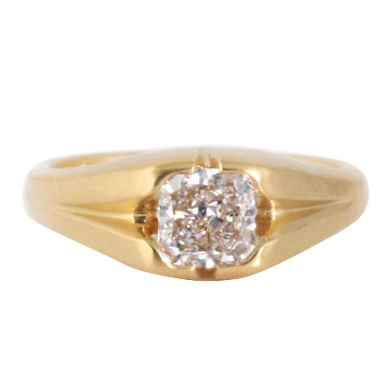  Diamond Yellow Gold Engagement Ring For Sale