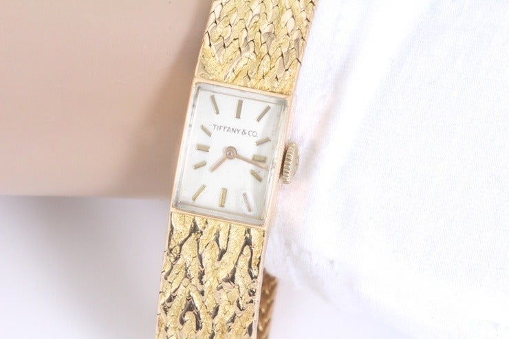 Women's Tiffany & Co. Lady's Yellow Gold Bracelet Watch For Sale