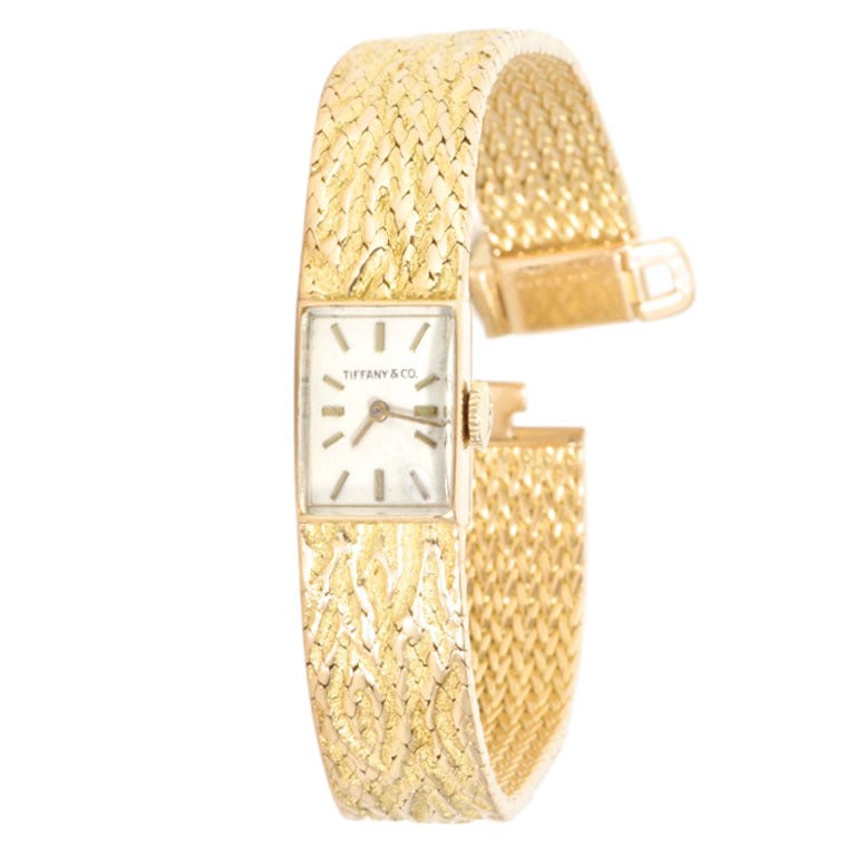 Tiffany & Co. Lady's Yellow Gold Bracelet Watch For Sale