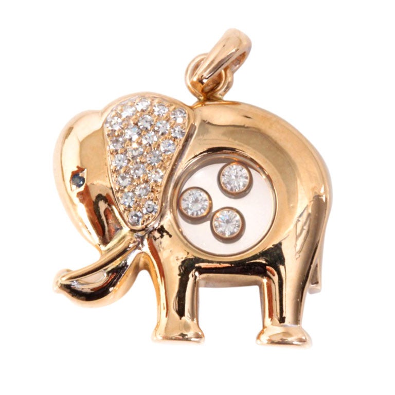 CHOPARD Diamond Gold Elephant Pendant/Charm For Sale
