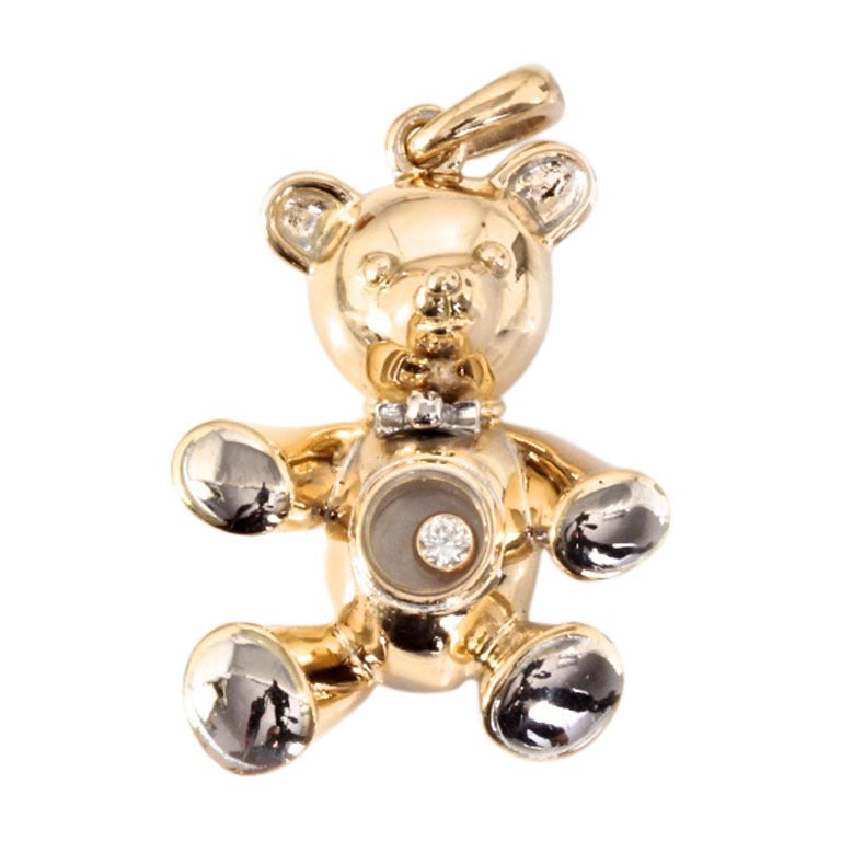 CHOPARD Happy Diamond and Gold Teddy Bear Charm/Pendant For Sale