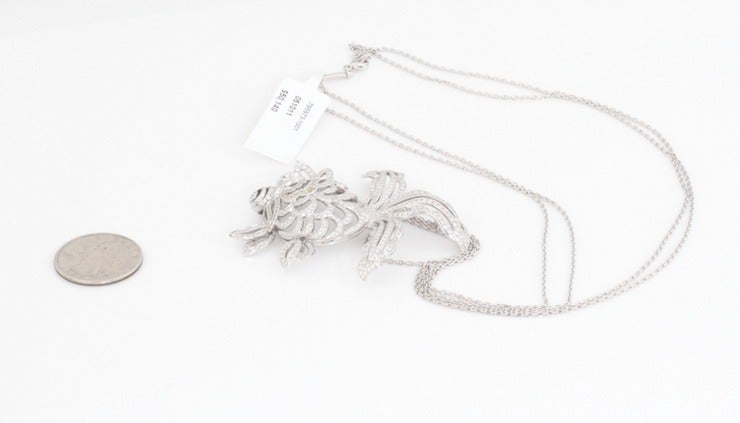 Chopard Diamond White Gold Fish Pendant Double Chain Necklace For Sale 2