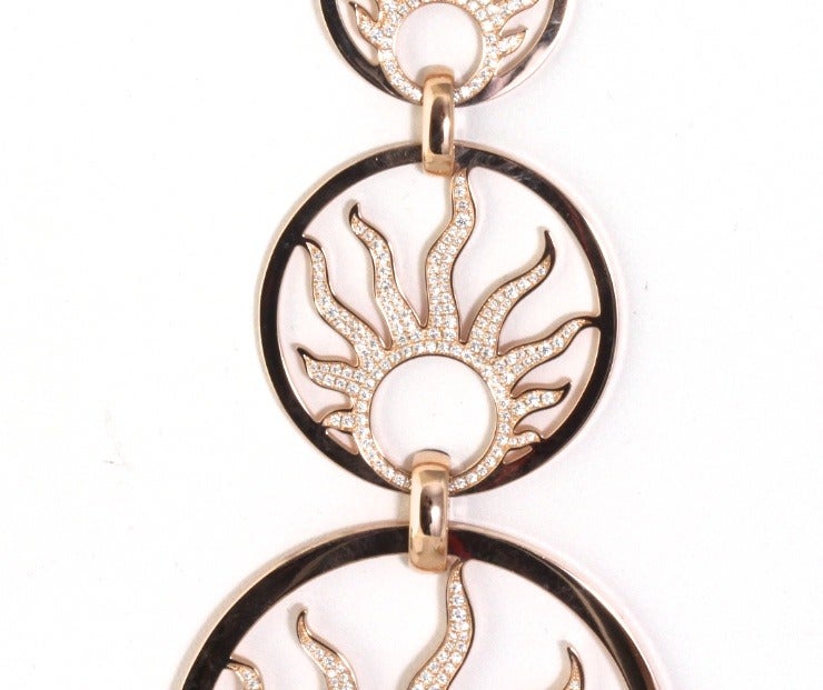 Women's Chopard Three Sun Happy Diamond Rose Gold Necklace For Sale