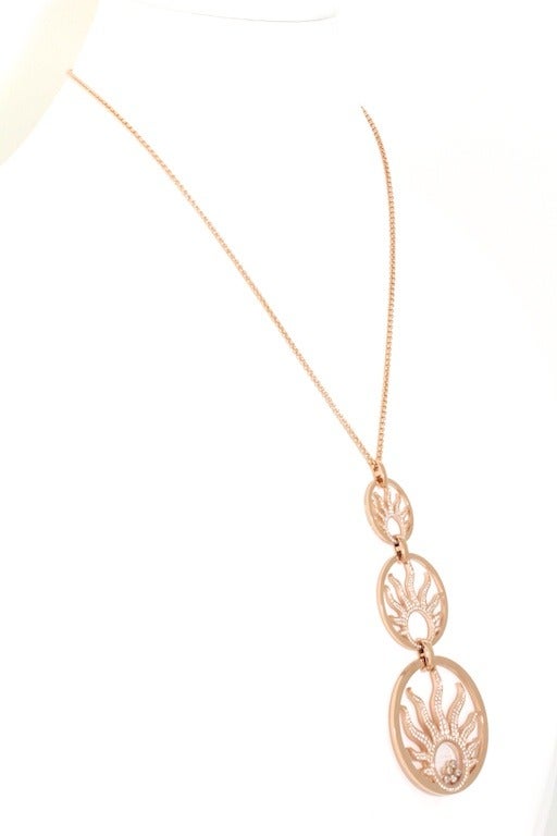Chopard Three Sun Happy Diamond Rose Gold Necklace For Sale 1