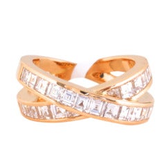 Chopard Emerald-Cut Diamond Gold Double Ring