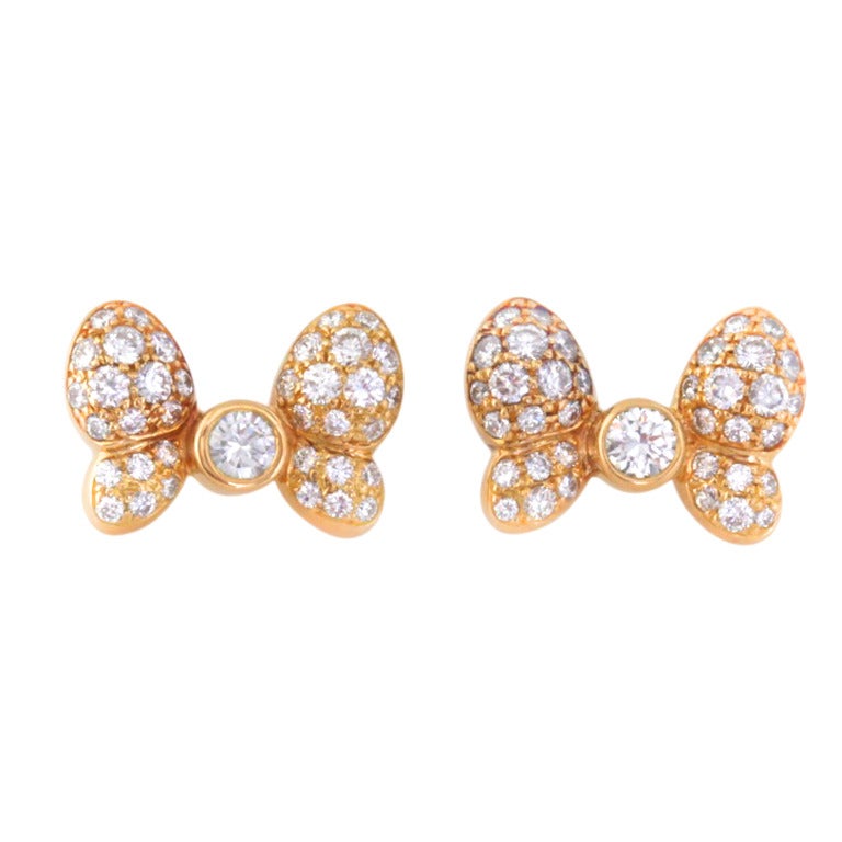 Chopard Diamond Yellow Gold Butterfly Earrings For Sale