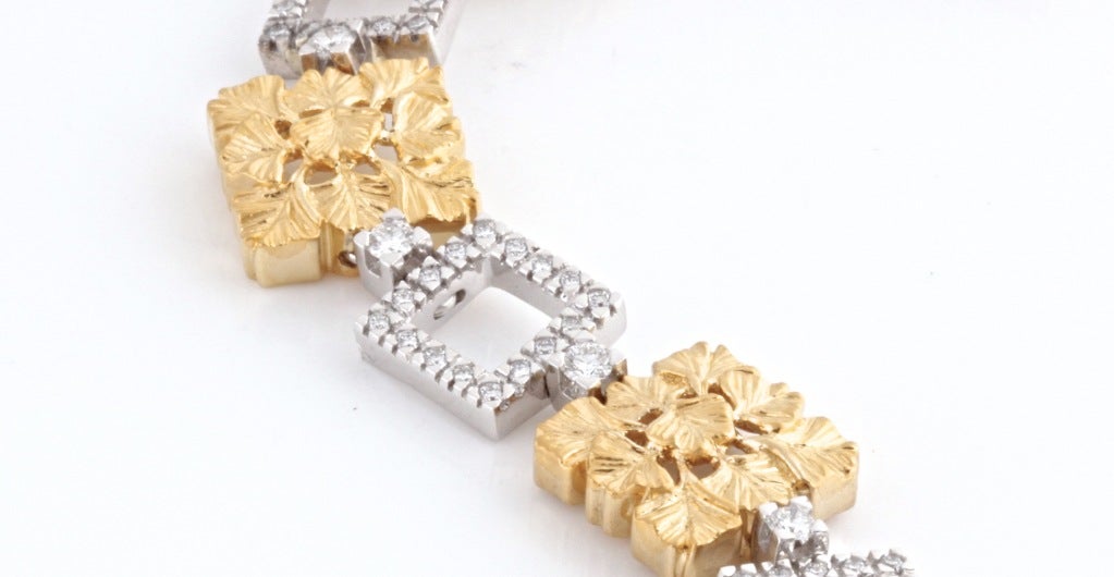 Women's CARRERA Y CARRERA Diamond Gold Ginko Leaf Bracelet For Sale