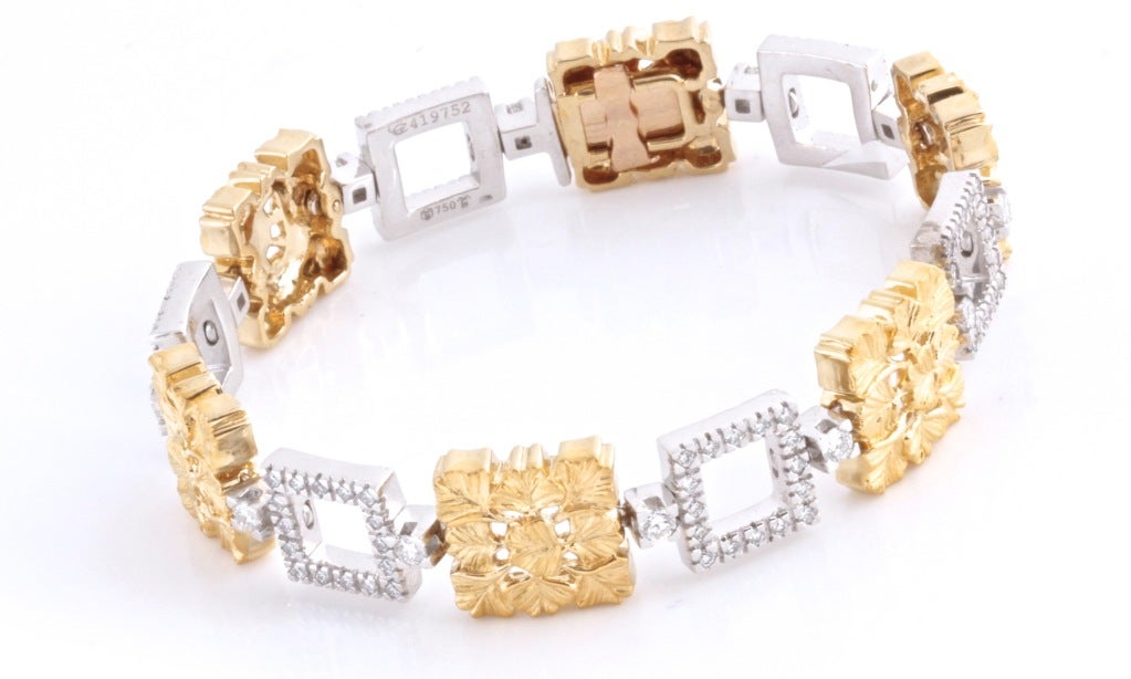 CARRERA Y CARRERA Diamond Gold Ginko Leaf Bracelet For Sale 1
