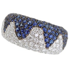CHOPARD Blue Sapphire Diamond Wave Ring